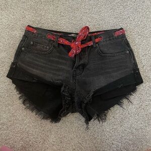 Black denim free people shorts